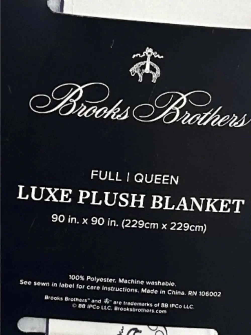 Brooks Brothers Luxe Blue and White Checkered Plush Full/Queen Blanket 90”x90”